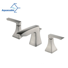 Aquacubic High end Three Holes Widespread dual handle CUPC Bathroom Sink Faucet